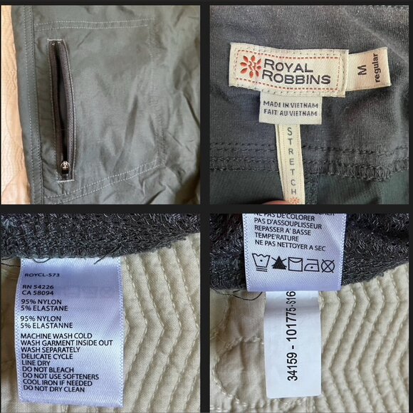 Royal Robbins Pants, Sz. M, Olive Green, pockets, adjustable length - Picture 16 of 16